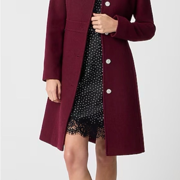 Lady day coat with jeweled buttons Wool Blend Coat size S - Picture 4 of 10